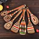 Gudamaye Pakkawood 7-Piece Red Wooden Cooking Utensils, Wooden Spoons for Cooking,Wooden Spoon Set, Wooden Kitchen Utensil set, Pakkawood kitchen Utensils for Serving, Bridal Shower Gifts