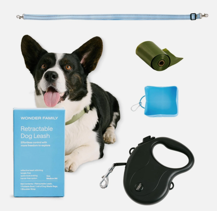 Retractable Dog Leash for Small Dogs, Adjustable Shoulder Strap, M. 