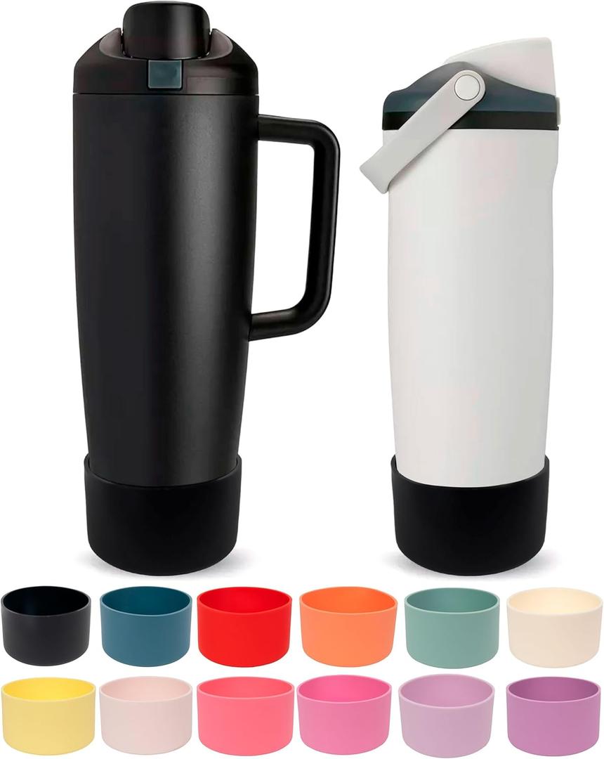 Silicone Boot for Owala 30oz & 40oz FreeSip Sway Bottles & Tumblers - Non-Slip, Scratch-Resistant, Stability Enhancer, in 12 Colors (Midnight Black)