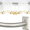 Nickel Wrap Around Curtain Rods 28 to 48":Blackout Adjustable Window Curtain Rod,Room Darkening Heavy Duty Curved French Metal Single Drapery Rods for Bedroom Kitchen Easy Install,Brushed Nickel