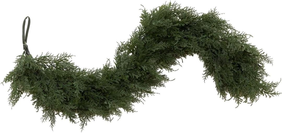 Nearly Natural 5ft Artificial Cedar Garland – Realistic Faux Greenery Vine for Fireplace Mantle, Holiday Table Runner, and Christmas Home Decor – Green