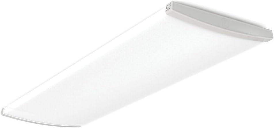 Lithonia Lighting TruWrap 4 Foot LED Ceiling Light Fixture, Low-Profile Wraparound LED Shop Light, Adjustable Lumens, Selectable Warm White/Cool White/Daylight Color, Curved Diffuser, Wide Width