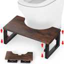 Foldable Toilet Stool, 6" and 7" Wood Poop Stool for Potty Training, Portable Toilet Potty Stools, Adjustable Height, Bathroom Squat Stool Potty for Adults Kids, Improve Squatting Posture and Comfort (Vintage)