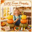 Hoteam 2 Pcs 14" Artificial 3 Tier Stacked Pumpkin Tower Autumn Fall Decor