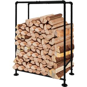 BUKLYN Firewood Rack Outdoor - 26 * 12 * 36inch, Firewood rack Indoor Coating Fireproof and Rustproof, Thickened Round Iron Pipe Material, Black Simple Style, Suitable for Indoor Fireplace