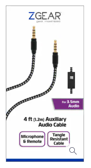 ZGEAR 4 ft Auxiliary AUDIO CABLE
