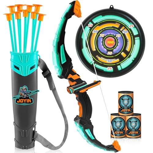 JOYIN Kids Bow and Arrow Set, LED Light Up Archery Toy Set with 7 Suction Cup Arrows, Target & Arrow Case, Indoor and Outdoor Hunting Play Gift Toys for Kids, Boys & Girls Ages 6-12