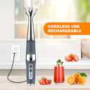 Cordless Immersion Blender: Cordless Hand Blender USB Rechargeable, 21-Speed & 3-Angle Adjustable with 304 Stainless Steel Blades for Milkshakes | Smoothies | Soup| Puree | Baby Food (Grey)