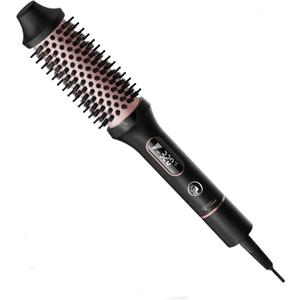 CINOSTAR Heated Round Brush for Hair Straightener, Curler, and Volumizer, 1.5 inch Curling Styler, Negative Ion Thermal Brush, with 6 Temp Settings, Fast Heating, Dual Voltage for Travel, Rose Gold