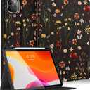for iPad Air 11 Inch M3/M2,for iPad Air 5th/4th,for iPad Pro 11 Inch(4th/3rd/2nd/1st Gen) - Smart Folio Cover (Auto Wake/Sleep) with Build-in Pencil Holder for Apple Tablet,Retro Floral (Black Retro Flower)