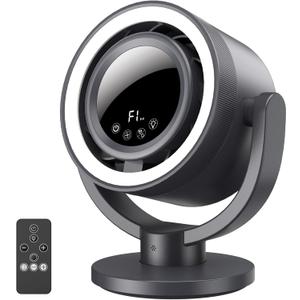 USB Rechargeable Desk Fan with Night Light, 10 Inch Air Circulator Fan with 4 Speed, 90 Tilt, 180 Oscillation, Quiet Table Fan for Bedroom, Office, Indoor, Camping Tent, RV, Outdoor (Gray)