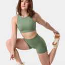 Kamo Fitness Featherlite Enhance 6" Women's Biker Shorts - No Front Seam, Soft, Butt-Lifting, High Waisted (Green, S)