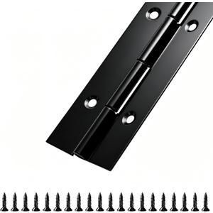 Black Piano Hinge 36 Inch x 1 1/2 Inch Open Width Stainless Steel Piano Hinges 0.047'' Thick Continuous Hinges for Heavy Duty Cabinet, Door, Toolbox, Woodworking, Furniture