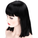 morvally Short Straight Black Wig with Bangs Natural Looking Heat Resistant Hair Cosplay Costume Wigs (14 inches Natural Black)