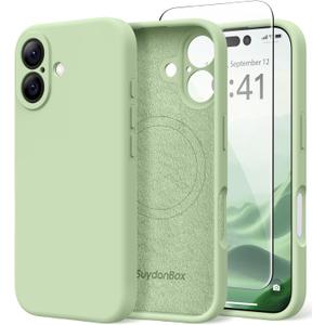 Magnetic for iPhone 16 Plus Case, Compatible with MagSafe, [Full Camera Protection][Screen Protector] Silicone Shockproof Protective Phone Case for iPhone 16 Plus 6.7", Matcha