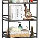 HDANI 3 Tier Rolling Cart Shelves,Heavy Duty Multifunctional Metal Frame-Supports 22 Lbs Per Tier,Rolling Cart with 2 Lockable Wheels for Home,Office,Kitchen,Bathroom,Bedroom,Black, Small