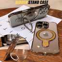 SMARTFOX Case for iPhone 14 Pro 6.1", Compatible with MagSafe, Luxury Plating Shockproof Clear Phone Cover with Invisible Stand, Full Camera Lens & Screen Protector for Women Girls, Titanium Gold
