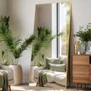 Gold Rectangle Oversized Mirror Full Length with Stand 34" x 76" Large Full Body Dressing Standing Floor Mirror for Bedroom Wall Mounted Mirror for Living Room Home Decor
