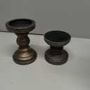 Candle Holder for Pillar Candle Set of 3, Farmhouse Wood Candle Holder, Rustic Wooden Candle Stand, Vintage Tall Candle Stand Decorative for Living Room, Table Centerpiece, Black Gold