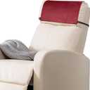 Recliner Headrest Protector-Faux Leather Headrest Covers for Recliners,Recliner Headrest Cover with Elastic Straps,Chair Headrest Covers for Recliners Protector 17 x 27 in(Wine Red)