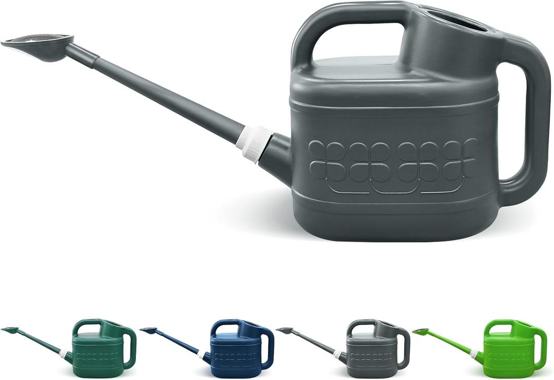 2 Gallon Watering Can for Outdoor Plants, Plant Watering Can with Removable Long Spout and Stainless Steel Sprinkler Head, Large Water Can for Garden Flowers Vegetables (Gray)