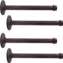 Industrial Pipe Shelf Bracket, 4 Pack Black Iron Shelf Bracket Rustic Wall Mounted Floating Shelf Shelving Heavy Duty Support Hardware for Wood (8",Bronze)