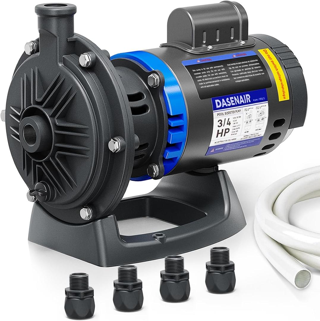 Booster Pump, 3/4 HP Pure Copper Motor with Dual Voltage(115V or 230V), Compatible for Pressure Side Pool Cleaners Vac-Sweep 280-Black