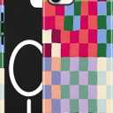 Jusy Compatible with MagSafe Checkerboard Phone Case for iPhone 7/8/SE, Cute Aesthetic Checkered Magnetic Soft TPU and Hard PC Protective Phone Cover for Women GirlsShiny - Colorful