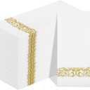DaYammi 100PCS Gold Napkins Disposable Hand Towels, White and Gold Paper Napkins, Soft and Absorbent Linen Feel Dinner Napkins, Elegant Decorative Paper Hand Towels for Bathroom Wedding Party