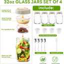 9PCS Salad Meal Prep Containers, 32oz Large Glass Salad Jars with Lids Meal Prep with 4 Forks, Leakproof Salad Container for Lunch with Separate Wet/Dry Dressing Cups for Home, Office and Outdoor