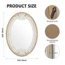 H HOMEWINS Oval Mirrors for Wall,20x30 Oval Wooden Rustic Farmhouse Carved Antique Boho Nature Vintage Decorative Mirror for Bedroom, Bathroom, Living Room,Vanity