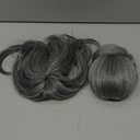 CJL HAIR 2PCs Small Cute Messy Bun Hair Piece for Thin Hair Women Mini Synthetic Curly Bun Scrunchies Updo Hairpieces Dark Grey