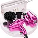 LURA Mini Portable Travel Hair Dryer:Dual Voltage Small Lightweight Blow Dryer with EU Plug,1200W Compact Hairdryer with Folding Handle,with Concentrator&Diffuser Attachment,for Women and Men(Purple)