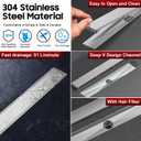 DLONE Linear Shower Drain | 24" AISI 304 Stainless Steel Linear Drain, Brushed Nickel Shower Drain with Tile Insert Panel & Adjustable Feet, Long Rectangle Shower Floor Drain in Bathroom, Balcony etc