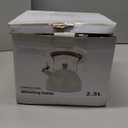 LONFFERY Tea Kettle for Stove Top, 2.5 Quart Whistling Tea Kettle, Stainless Steel and Wood Pattern Folding Handle, Creamy White