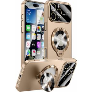 Magnetic Case for iPhone 16 Pro Max Matte PC Shell, Camera Lens Protection, Compatible with MagSafe Kickstand, Durable Slim Phone Case (Desert Titanium Gold)