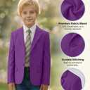 Boy's Dress Coats Blazer Purple Solid Slim Suit with Lapel Formal Party Classic Suits Two Button Jacket for Kids, Size 14