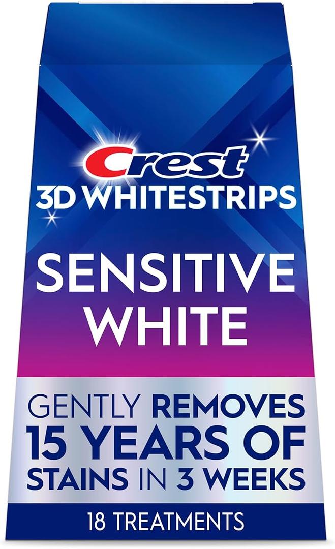 Crest 3D Whitestrips Sensitive White – Teeth Whitening Kit, 18 Treatments, Each with 1 Upper/1Lower, 36 Strips – Crest 3DWhite Teeth Whitening Strips