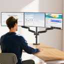 MOUNTUP Triple Monitor Stand Mount - 3 Monitors Desk Mount for Computer Screens Up to 27 inch, Triple Monitor Arm, Heavy Duty Monitors Stand, Each Arm Holds 4.4-19.8 lbs, Black