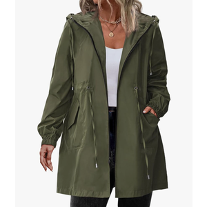 IN'VOLAND Women's Rain Jacket Plus Size Long Raincoat Lightweight Hooded Windbreaker Waterproof Jackets with Pockets, 22 Plus Army Green IN'VOLAND Women's Rain Jacket Plus Size Long Raincoat Lightweight Hooded Windbreaker Waterproof Jackets with Pockets, 22 Plus Army Green