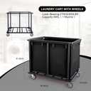 YrsFavor Commercial Laundry Cart with Wheels,400L Industrial Laundry Cart
