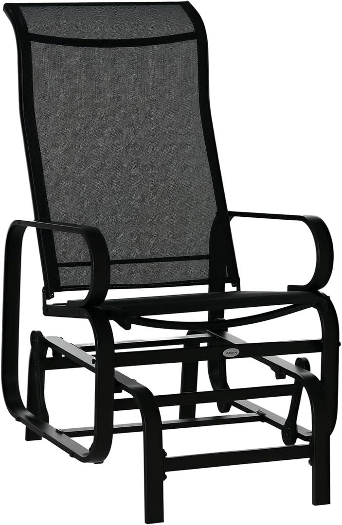 Outsunny Outdoor Glider Chair, Gliders for Outside Patio with Smooth Rocking Mechanism and Lightweight Construction for Backyard, Black