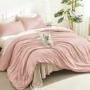 Litanika Pink Twin Comforter Set for Girls, 2 Pieces Kids Blush Plain Bedding Comforter Set, All Season Bed Set (66x90In Comforter & 1 Pillowcase)