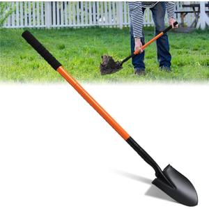 Small Shovel for Digging with Metal Handle, 43.7 Inch Heavy Duty Garden Shovel, Trench Shovels Ideal for Digging Gardening Trenching Planting Camping Transferring Scooping, Orange