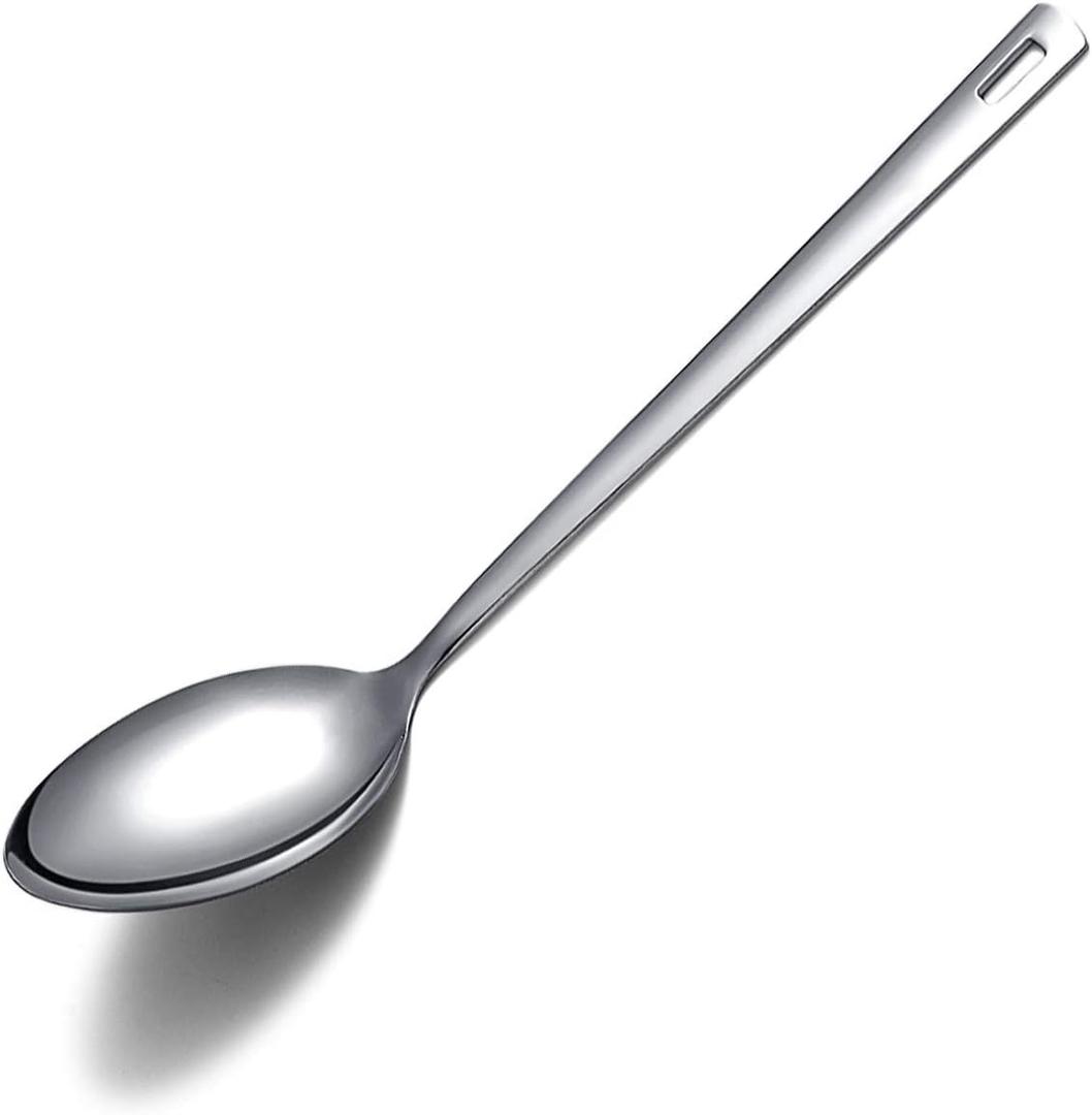 Cooking Spoon, Berglander Stainless Steel Solid Serving, Basting Spoon For Cooking, Kitchen Non-Stick And Heat Resistant, Dishwasher Safe, Easy to Clean