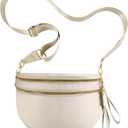 Checkered Crossbody Bags for Women, Large Nylon Bum Bags Plus Size Fanny Pack Sling Bag Belt Bag for Women Travel, Pure Beige