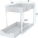 DEKAVA Cabinet, 2 Pack Under Sink Organizer, 2 Tier Sliding Bathroom Kitchen Organizer, Large White ABS Baskets, Easy Install & Clean