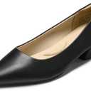 DREAM PAIRS Women's Chunky Heels Closed Toe Low Block Work Shoes Pointed Toe Dress Comfortable Wedding Pumps (7, Black-pu)