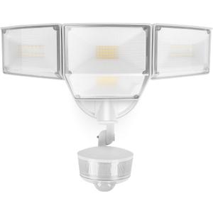 LUTEC 84W 9500LM LED Security Light Motion Sensor Outdoor Lights with Night Light, 4 Head LED Flood Lights Outdoor 5000K Daylight, IP65 Waterproof, Motion Detected Lights for Outside (White)
