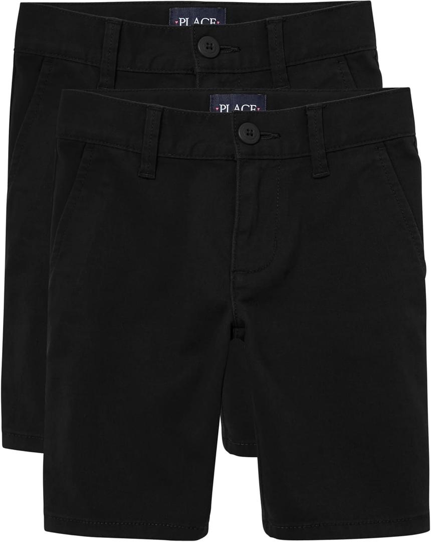 The Children'S Place Girls Chino Shorts (14, Black 2-pack)